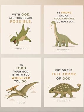 DDS 4-Set, Art Prints, 8x10, Bible Verse, Paper Print, Unframed, Children’s
